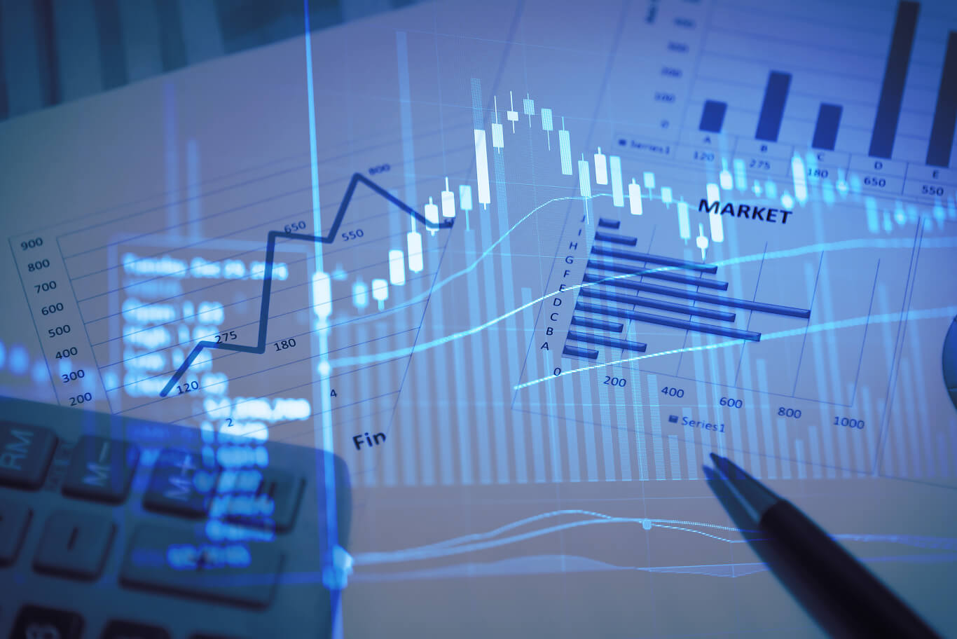 Stock market charts showing commodity spread trading analysis