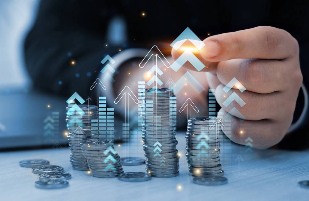 Coin stacks representing diversified portfolio growth